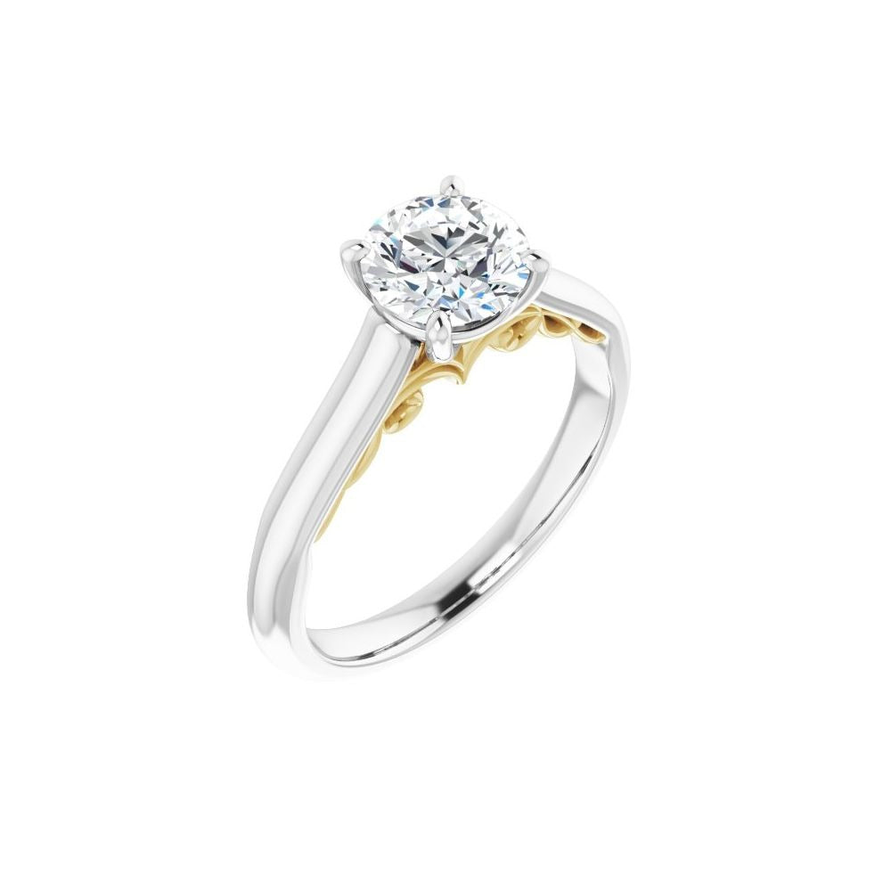 14K White Gold 4 Prong Style Diamond Semi-Mount Engagement Ring