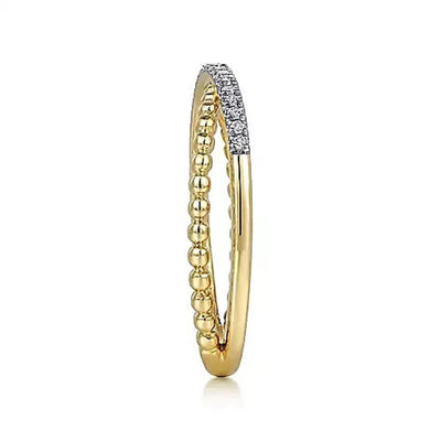 Gabriel 14K Yellow Gold .09ctw Criss-Cross Diamond Fashion Ring