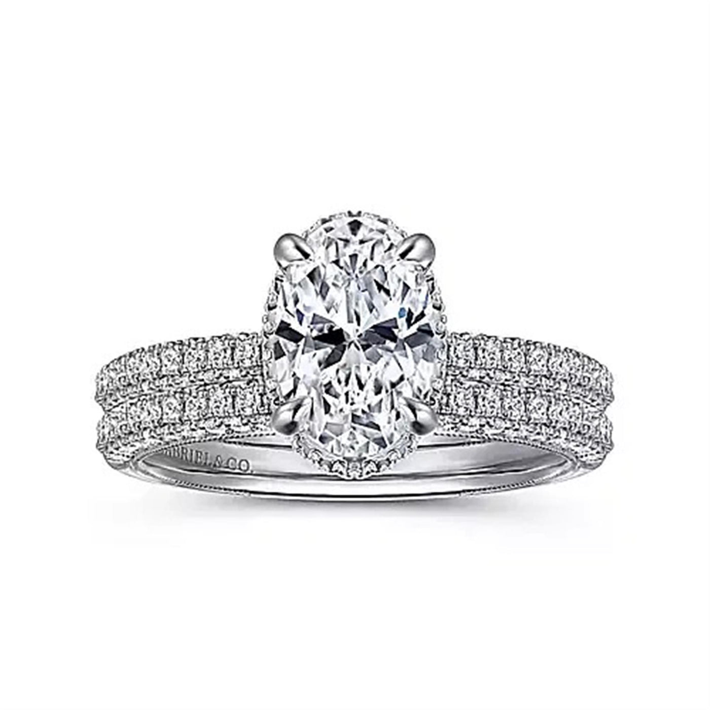Gabriel - Contemporary Collection 14K White Gold .48ctw 4 Prong Style Diamond Semi-Mount Engagement Ring