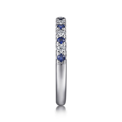 Gabriel 14K White Gold 0.50ctw Band Style Sapphires and Diamonds Ring