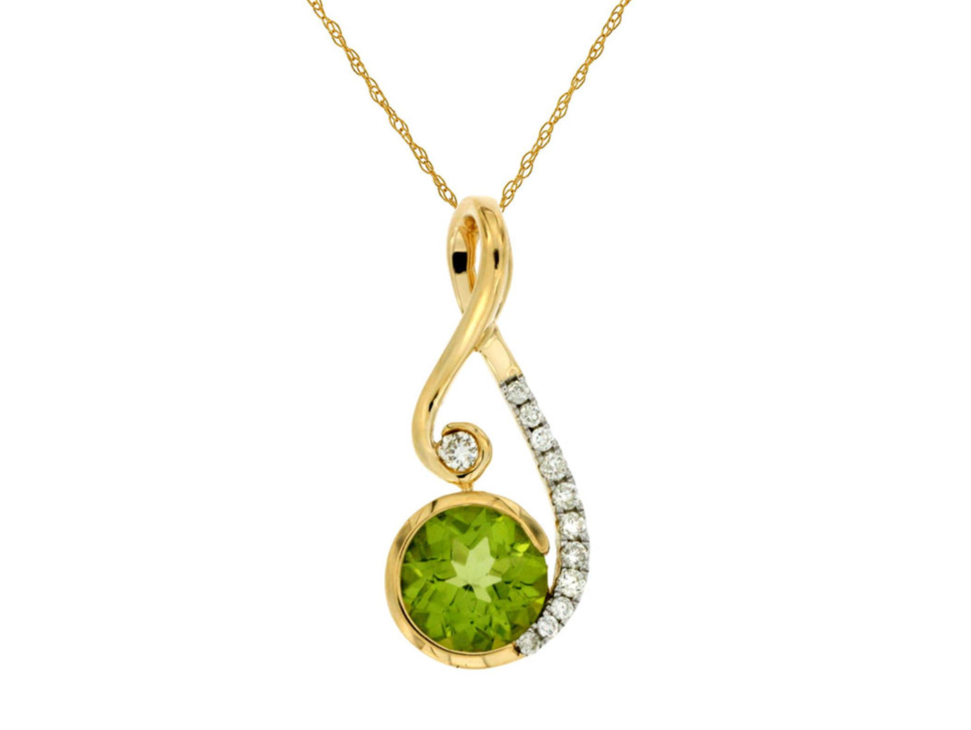14K Yellow Gold .83ctw Contemporary Style Peridot Necklace
