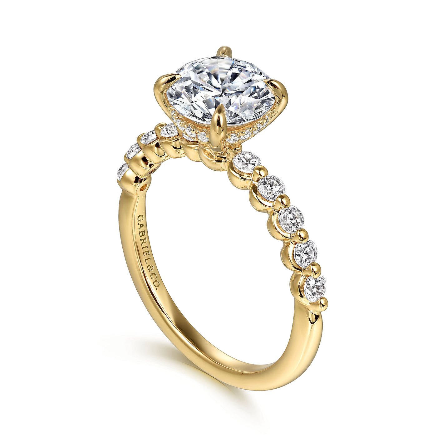 Gabriel 14K Yellow Gold 0.41ctw 4 Prong Style Diamond Semi-Mount Engagement Ring