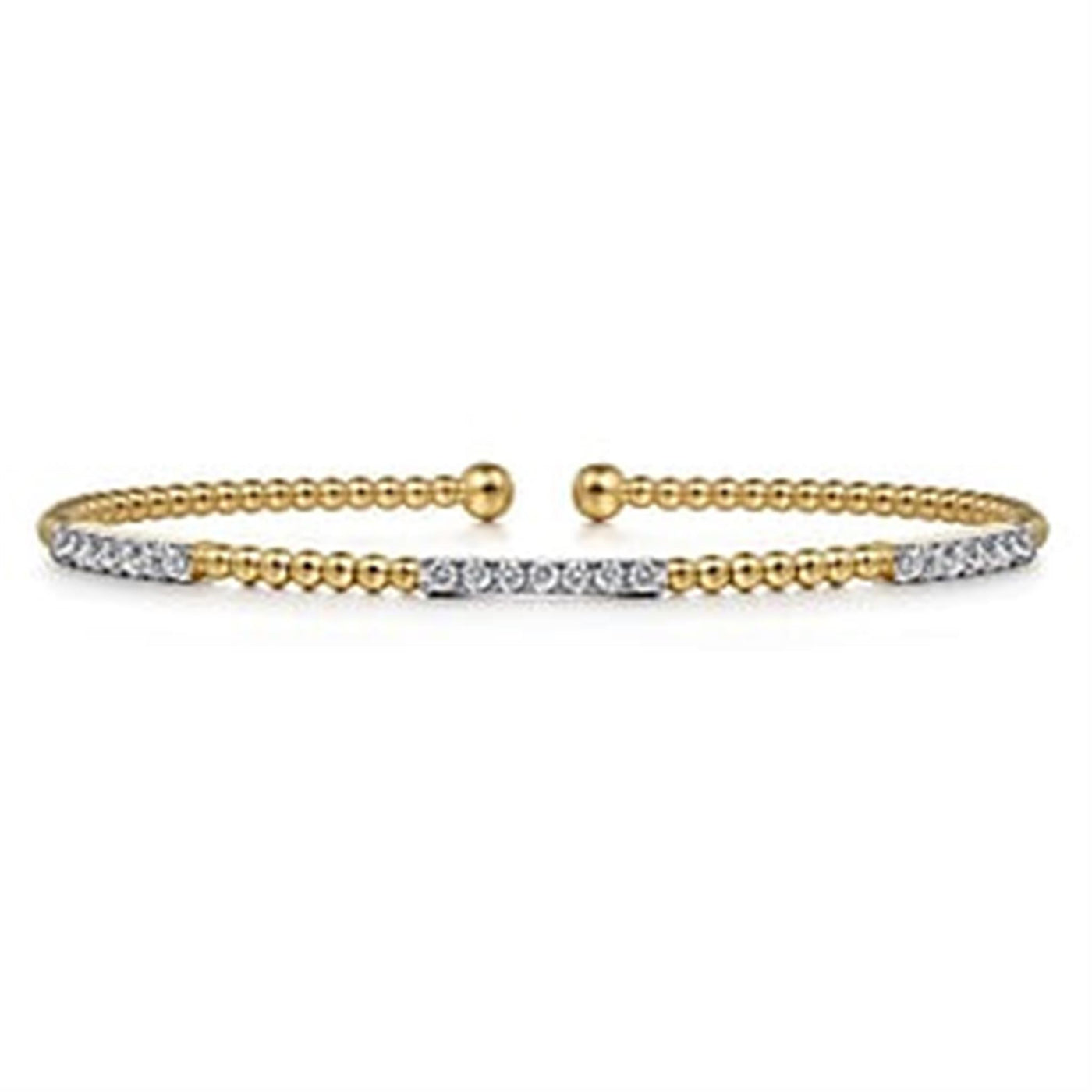 Gabriel 14K Yellow Gold .45ctw 6.25" Bangle Style Diamond Bracelet