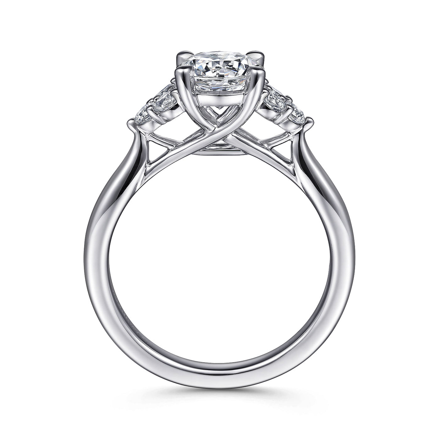 Gabriel - Contemporary Collection 14K White Gold .26ctw 4 Prong Style Diamond Semi-Mount Engagement Ring