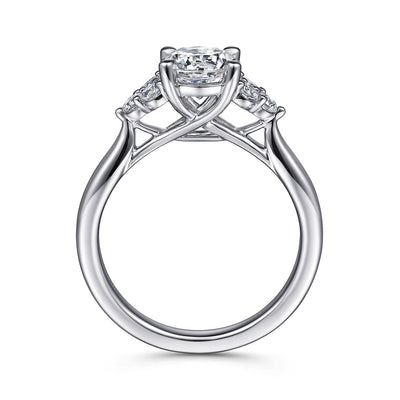 Gabriel - Contemporary Collection 14K White Gold .26ctw 4 Prong Style Diamond Semi-Mount Engagement Ring