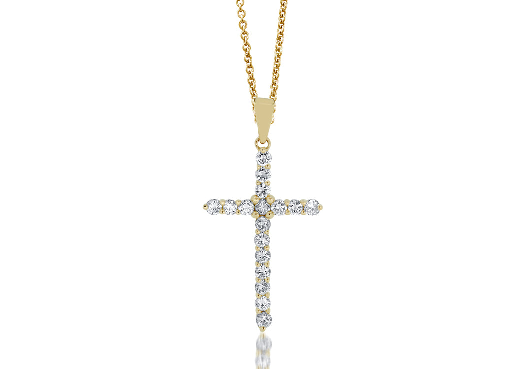 14K Yellow Gold .99ctw Faith Inspired Style Lab Created Diamond Pendant