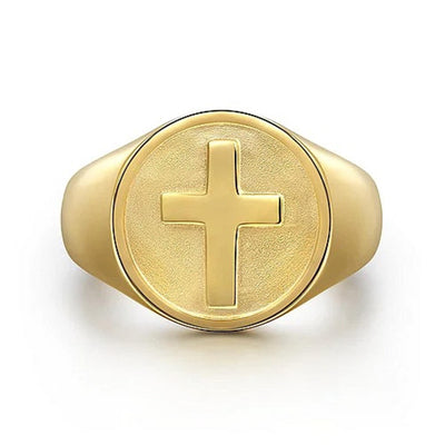 Gabriel 14K Yellow Gold Signet Crest Style Men's Ring