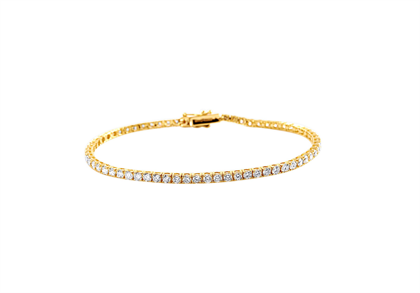 14K Yellow Gold Tennis Style Lab Grown Diamond Bracelet