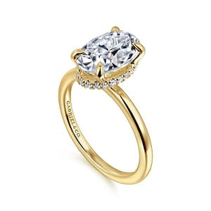 Gabriel - Classic Collection 14K Yellow Gold 0.13ctw Hidden Halo Style Diamond Semi-Mount Engagement Ring