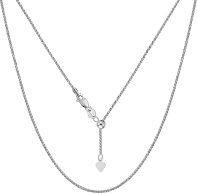 14K White Gold 1.0mm 22" Adjustable Wheat Chain