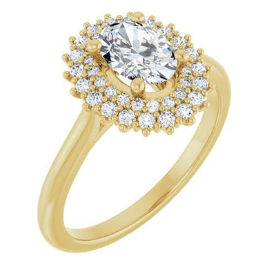 Ever & Ever 14K Yellow Gold 0.375ctw Double Halo Style Diamond Semi-Mount Engagement Ring