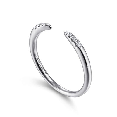 Gabriel 14K White Gold .06ctw Cuff Style Tapered Band