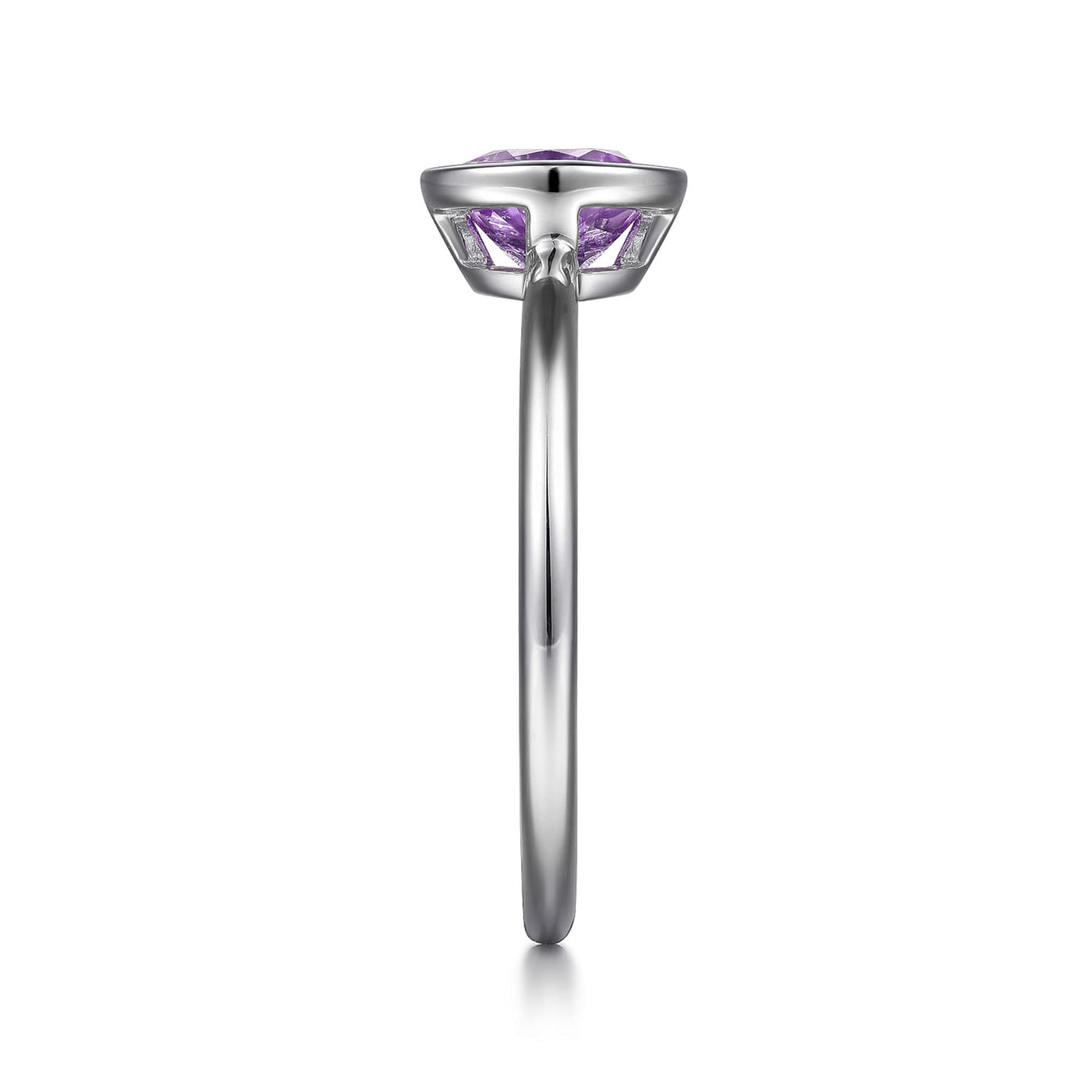 Sterling Silver .76ctw Solitaire Style Amethyst Ring