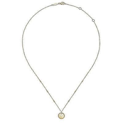 14K Yellow Gold 17.5" Adjustable Cross Style Drop Necklace