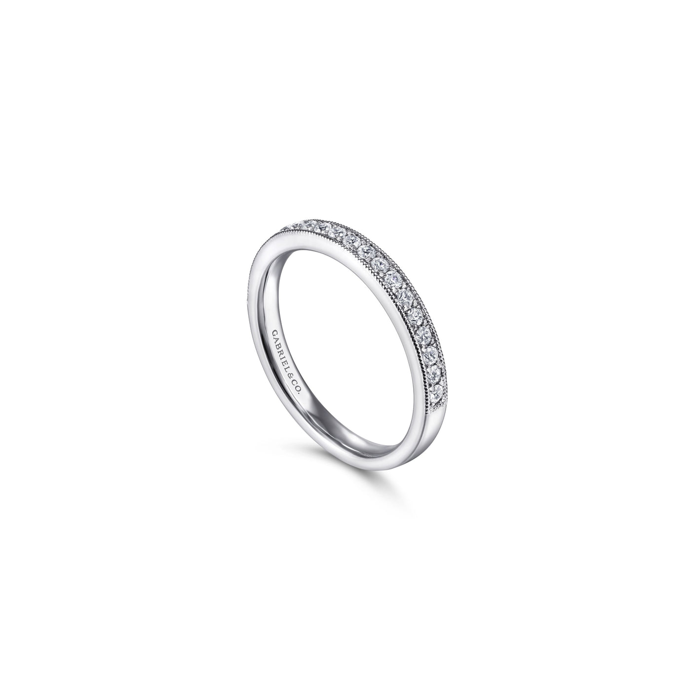 Gabriel 14K White Gold 0.25ctw Diamond Wedding Band