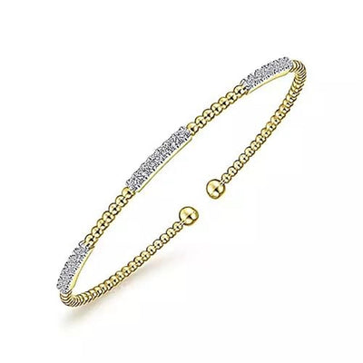 Gabriel 14K Yellow Gold .45ctw 6.25" Bangle Style Diamond Bracelet