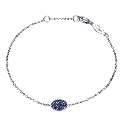 Gabriel Sterling Silver 7" Cluster Station Style Bracelet Featuring Sapphires