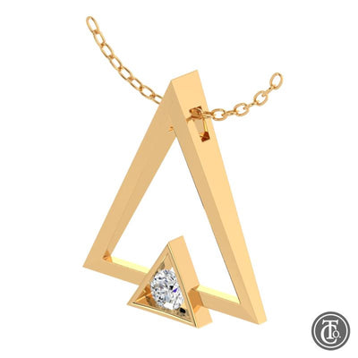 14K Yellow Gold 0.30ctw Bezel Set Geometric Style Diamond Pendant