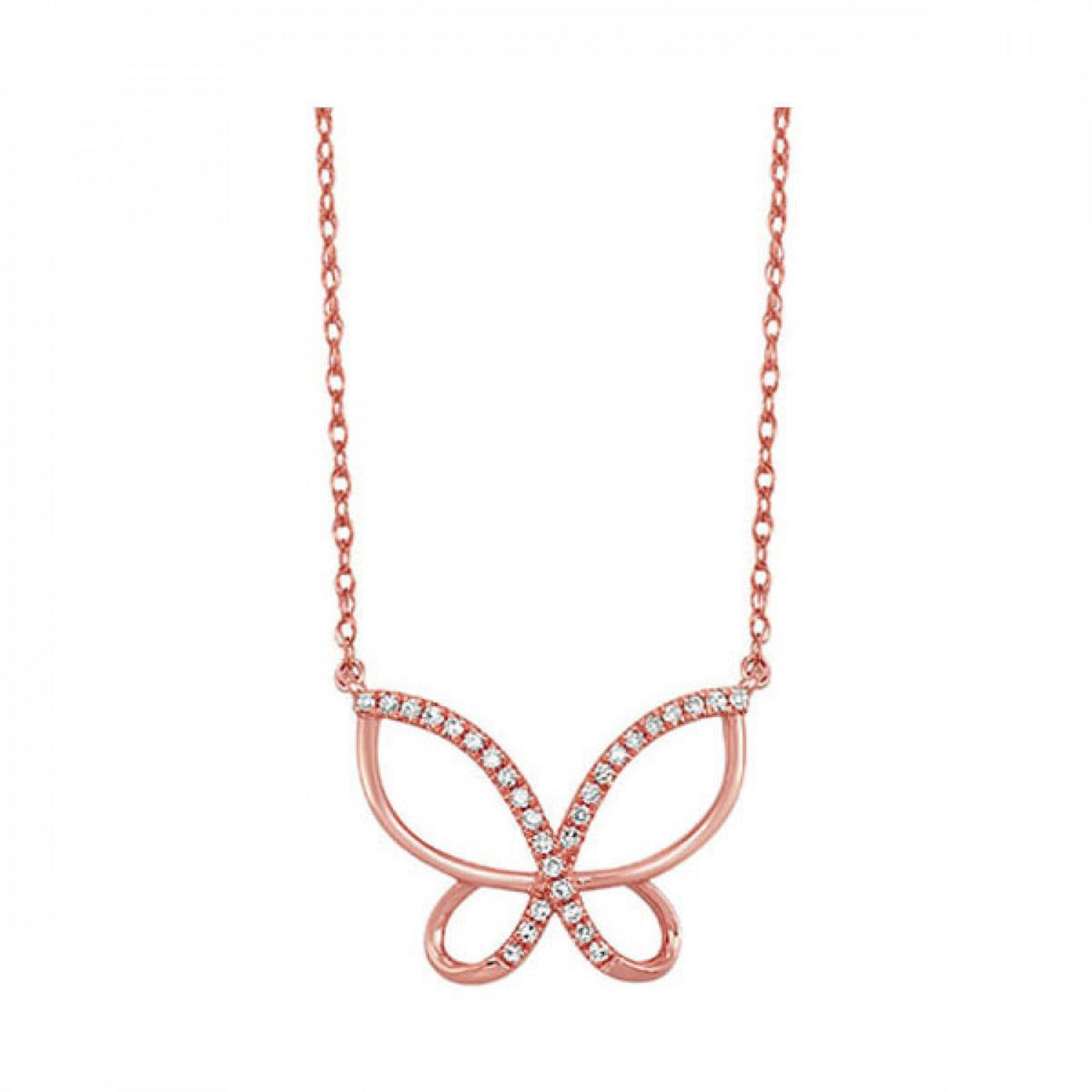 10K Rose Gold .10ctw Butterfly Style Pendant