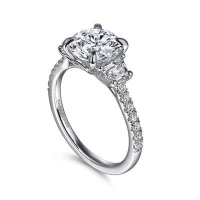 Gabriel - Lotus Collection 14K White Gold 0.60ctw 4 Prong Style Diamond Semi-Mount Engagement Ring