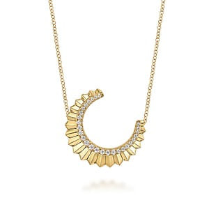 Gabriel 14K Yellow Gold 0.19ctw Crescent Moon Style Pendant