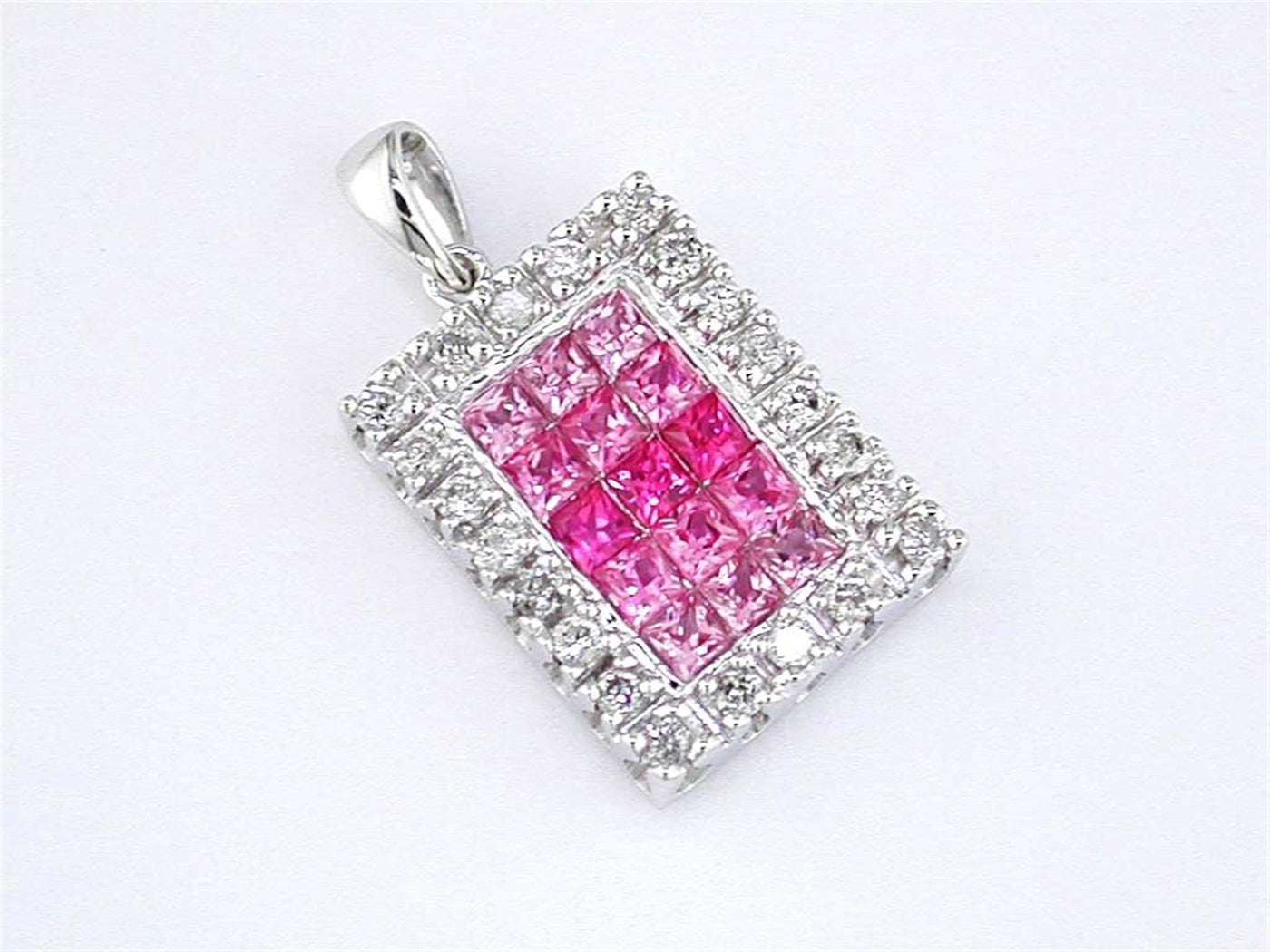 Royal 14K White Gold 1.30ctw Expression Style Pink Sapphire Necklace