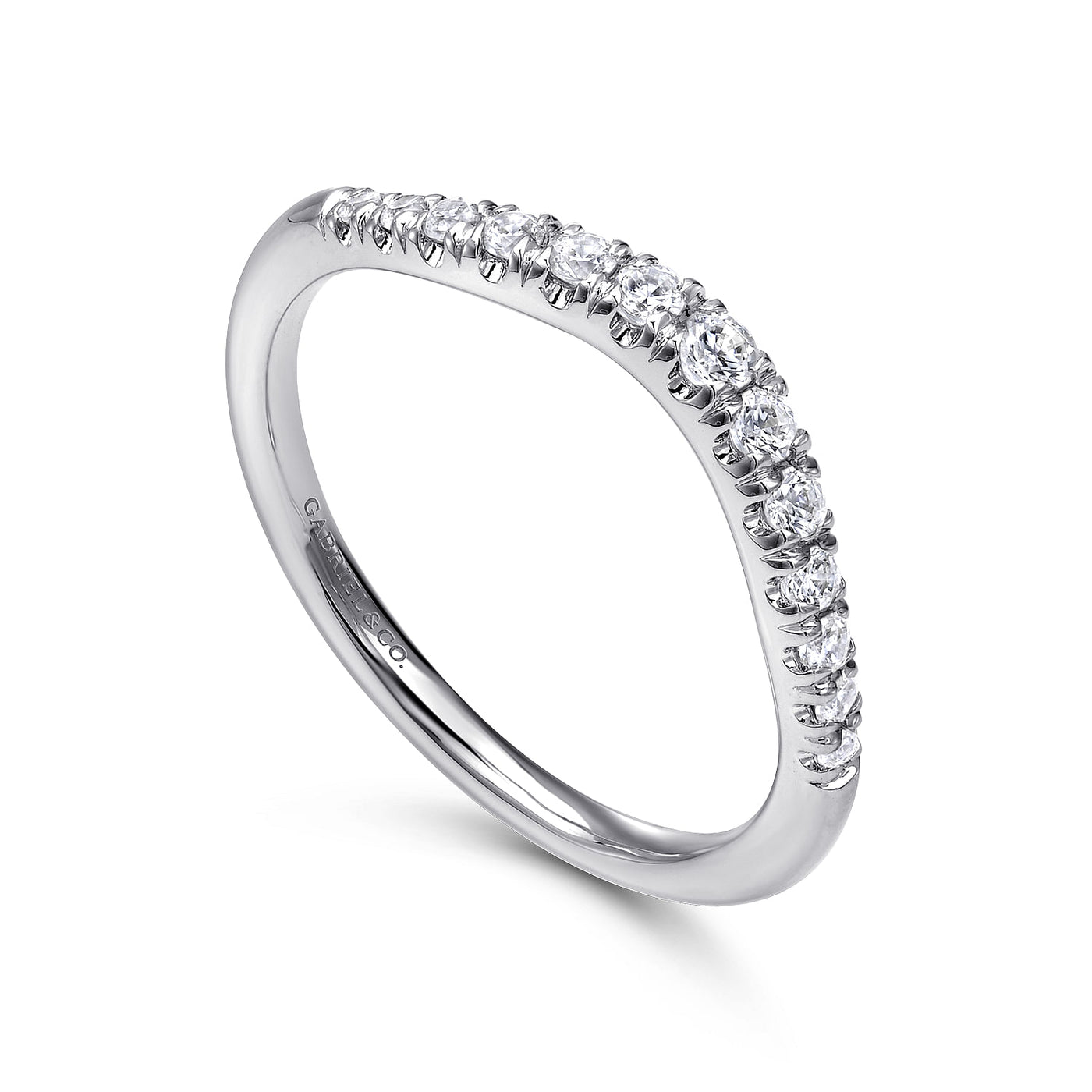 Gabriel 14K White Gold 0.25ctw Contoured Diamond Band