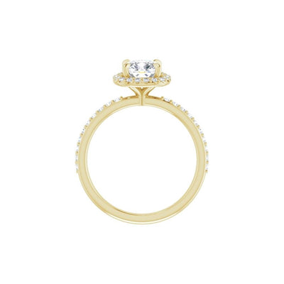 14K Yellow Gold .20ctw Cushion Halo Style Diamond Semi-Mount Engagement Ring