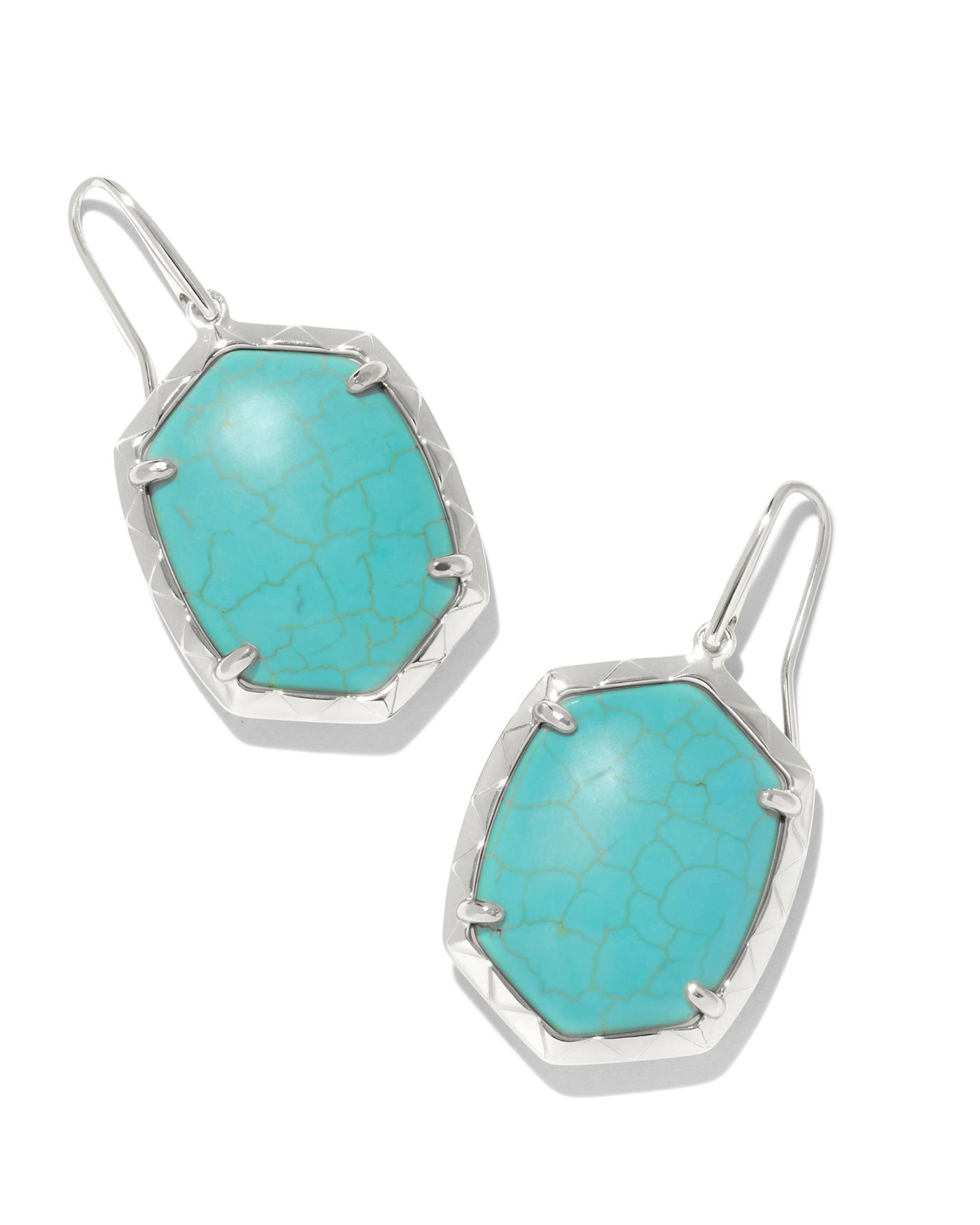 Silver Tone Earrings Featuring Blue/Green Variegated Turquoise Magnesite by Kendra Scott