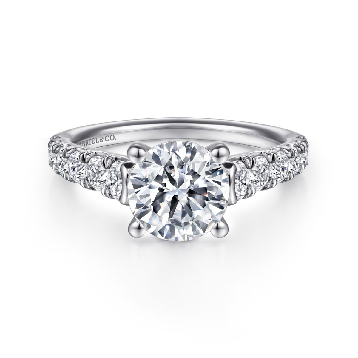 Gabriel 14K White Gold .76ctw 4 Prong Style Diamond Semi-Mount Engagement Ring