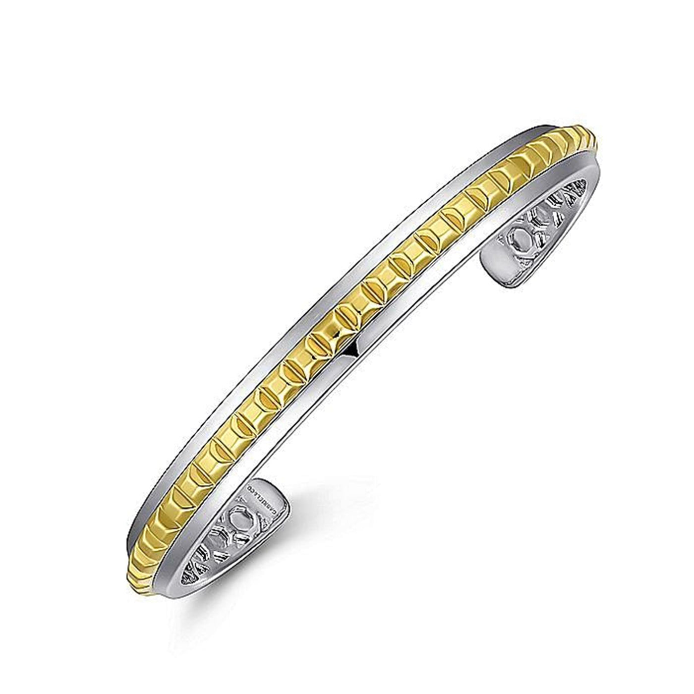 Gabriel Sterling Silver & 14K Yellow Gold 7.25" Solid Cuff Fashion Bracelet