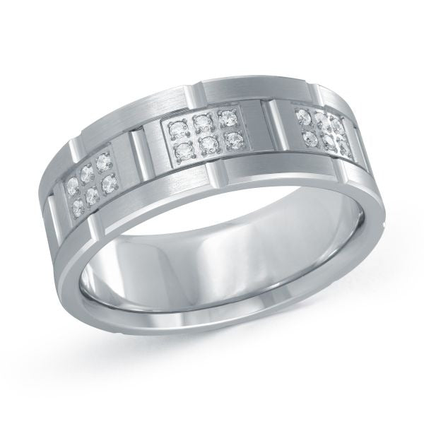 Malo 14K White Gold 8mm Flat Wedding Band