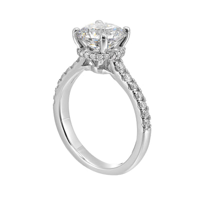 Thollot-Colorado Cut 14K White Gold 0.38ctw 4 Prong Style Diamond Semi-Mount Engagement Ring