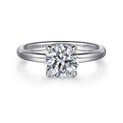 Gabriel - Classic Collection 14K White Gold .13ctw 4 Prong Style Diamond Semi-Mount Engagement Ring