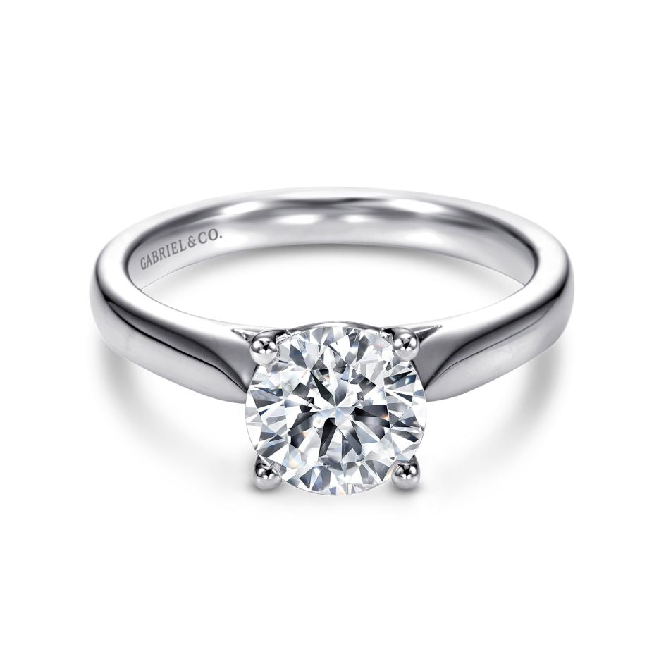 Gabriel 14K White Gold 4 Prong Style Diamond Semi-Mount Engagement Ring