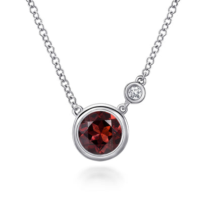 Gabriel Sterling Silver 1.03ctw Solitaire Style Garnet Necklace