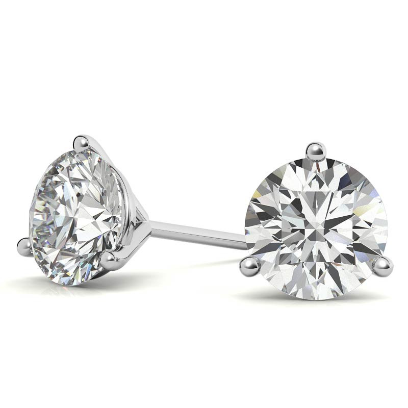 14K White Gold 0.5ctw Diamond Stud Earrings in Three Prong Martini Settings