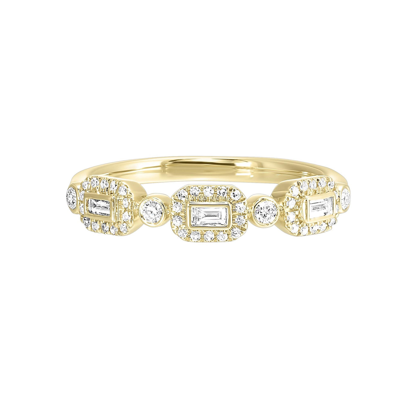 14K Yellow Gold .25ctw Rectangular Diamond Fashion Ring
