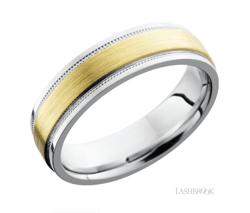 6mm Cobalt Chrome and 14K Yellow Gold Wedding Band