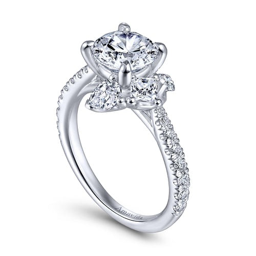 Gabriel 14K White Gold 0.85ctw 4 Prong Style Diamond Semi-Mount Engagement Ring