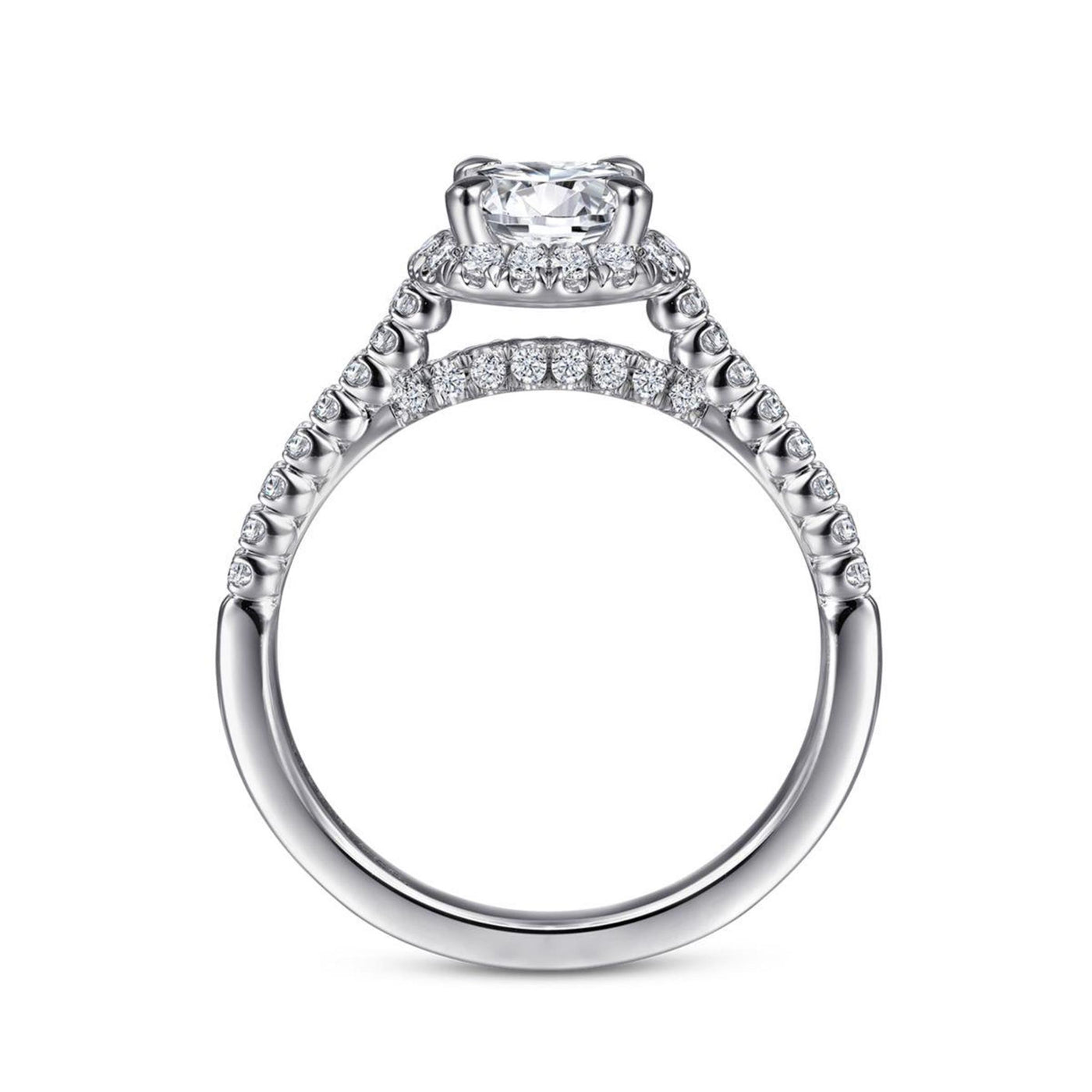Gabriel 14K White Gold .39ctw Round Halo Style Diamond Semi-Mount Engagement Ring
