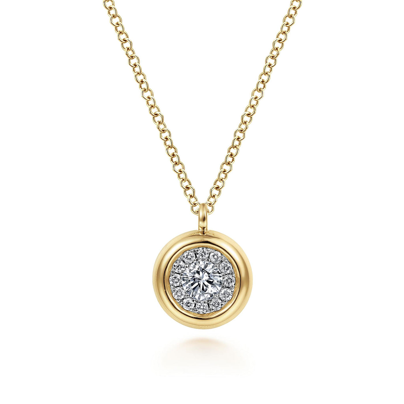 Gabriel 14K Yellow Gold 0.21ctw Halo Style Pendant