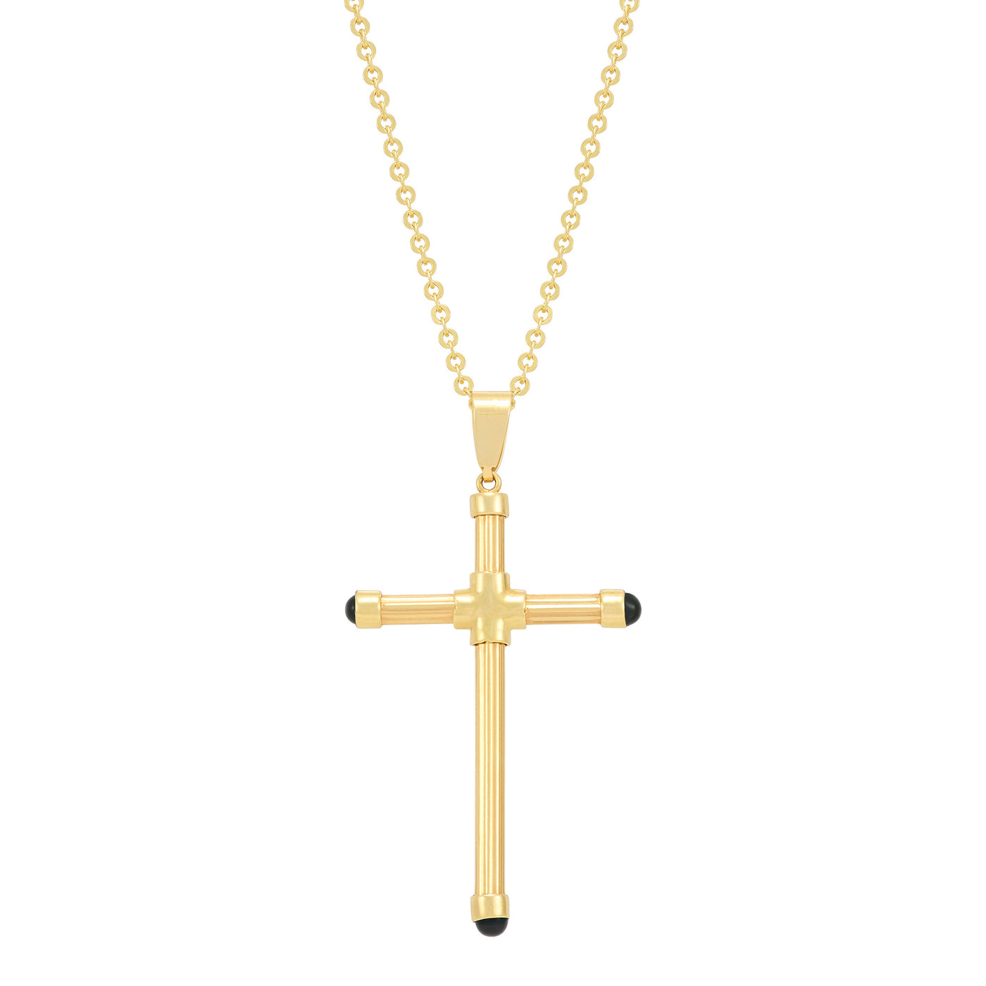 14K Yellow Gold 22" Cross Style Drop Necklace