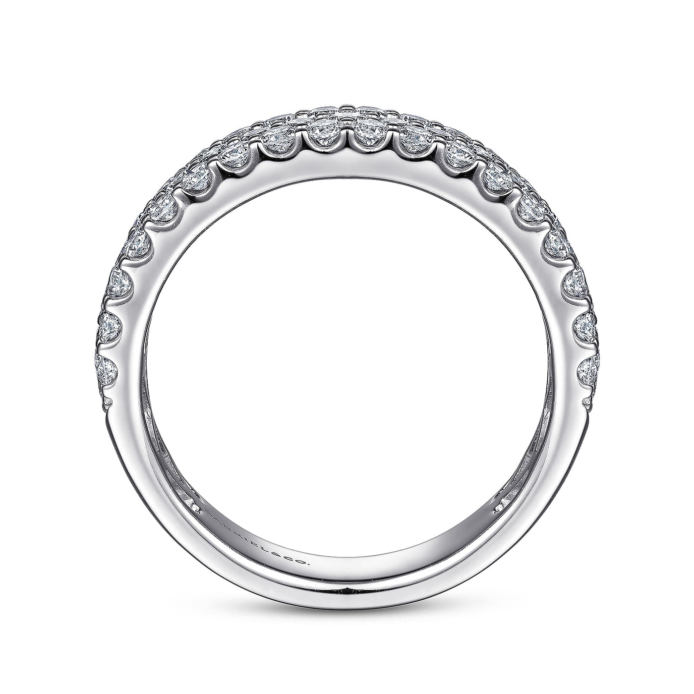 Gabriel 14K White Gold 1.188ctw Triple Row Diamond Band