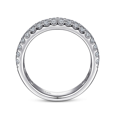 Gabriel 14K White Gold 1.188ctw Triple Row Diamond Band