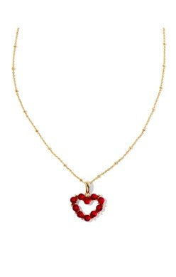 Gold Tone Necklace Featuring Red Opaque Glass by Kendra Scott