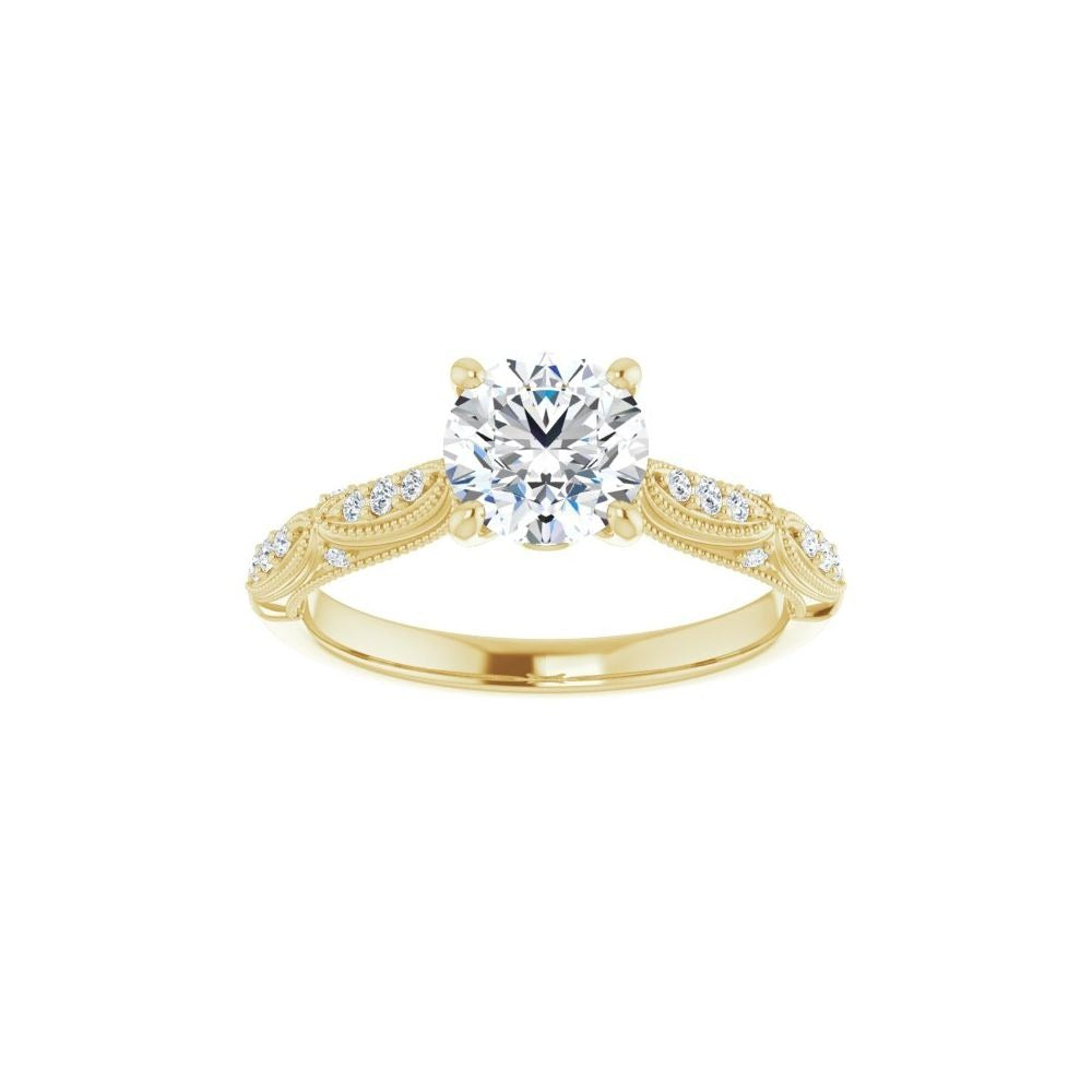 14K Yellow Gold .10ctw 4 Prong Style Diamond Semi-Mount Engagement Ring