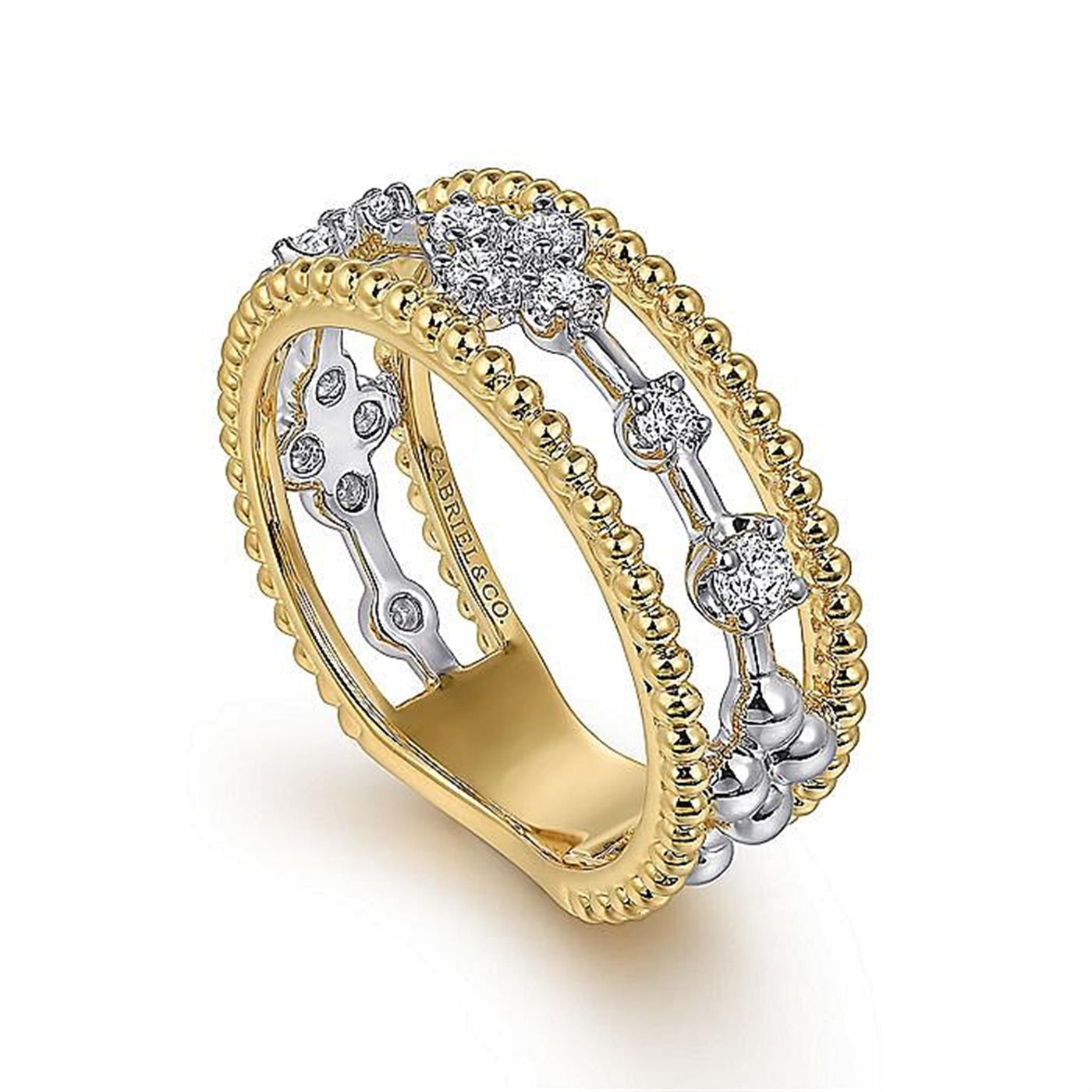 Gabriel 14K White & Yellow Gold 0.24ctw Stackable Diamond Fashion Ring