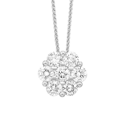 14K White Gold .10ctw Cluster Style Pendant