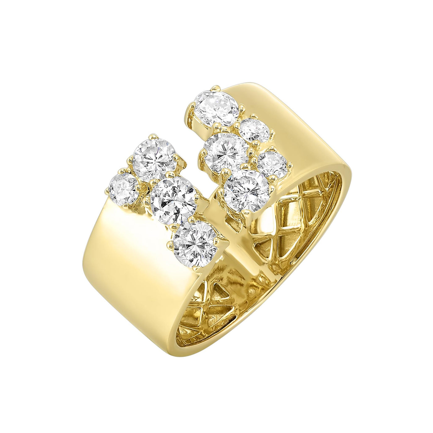 14K Yellow Gold 1.00ctw Cuff Diamond Fashion Ring